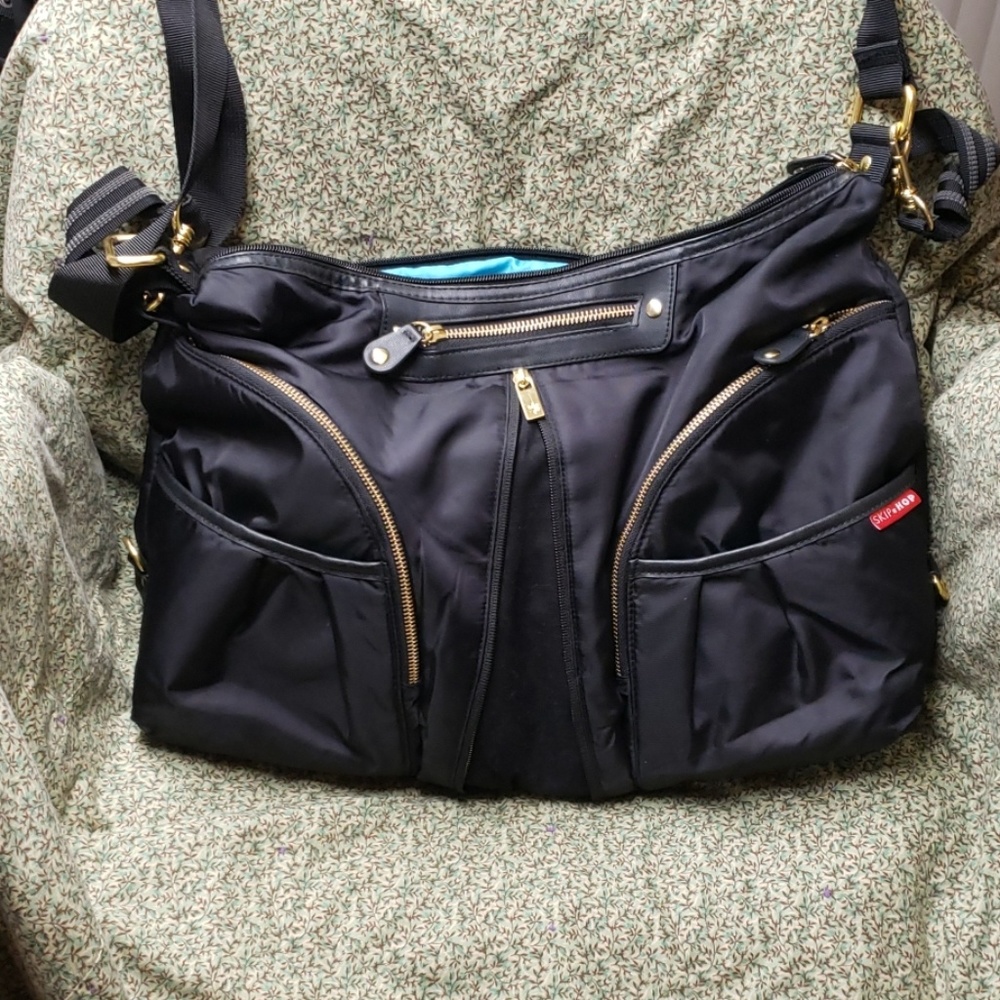Black Blue Skip Hop Nylon Diaper Bag OS